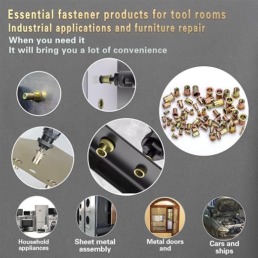 ASKWAY Rivet Nut Tool Kit, 660PCS Metric Rivet Nut Combination (M6/M5/M4/M3), Suitable for Furniture, Decoration, Automotive, Marine and Industrial Applications