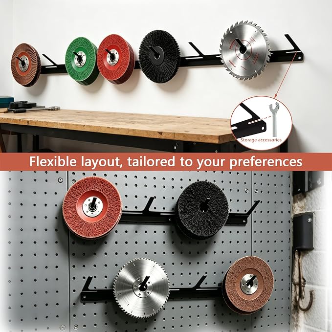 2PCS Discs Hook Rack – Wall Mount Angle Grinder Disc Holder Display Stand, Heavy Duty Storage Rack for Cutters, Polishers, Garage & Workspace Organizer