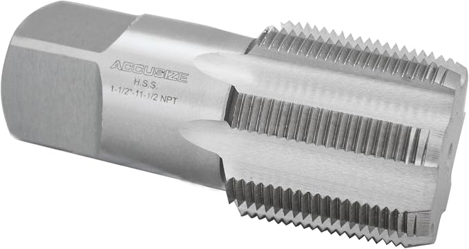 Accusize 1-1/2"-11-1/2 HSS Taper Pipe Tap - NPT, NPT-1-12 | 1-1/2"-11-1/2", 7 Flutes, 4-1/4" OAL, HSS Taper Pipe Tap - NPT