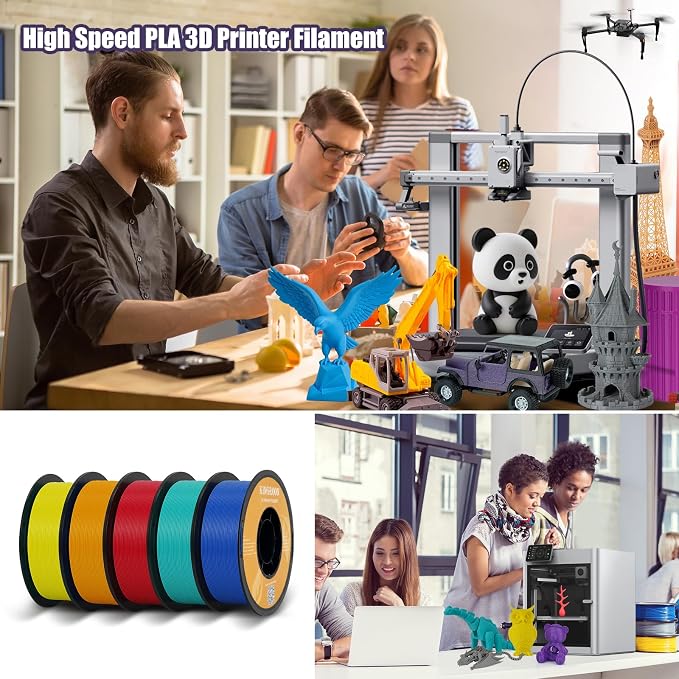 Kingroon High Speed PLA Bundle 3D Printer Filament 1.75mm, 3D Printer Rapid Filament for 30-600mm/s Hyper Printing Filament, Dimensional Accuracy +/- 0.03 mm, 10 kg Plastic Spool (22lbs(Mixed Colors)