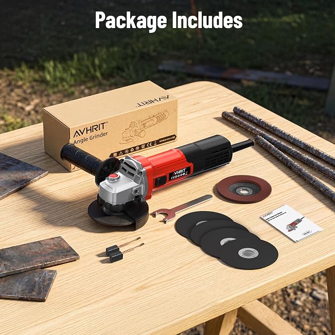Angle Grinder 10 Amp, 4-1/2 inch Power Angle Grinder Tools with 13000 RPM, 1200W Small Angle Grinder for Cutting, Grinding, Polishing
