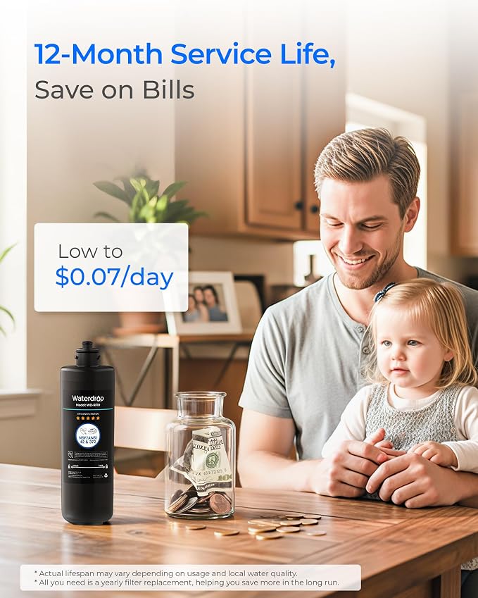 Waterdrop 10UB Under Sink Water Filter, Under Sink Water Filtration System and Waterdrop RF10 Replacement Filter Cartridge for 10UA/10UB Under Sink Water Filter