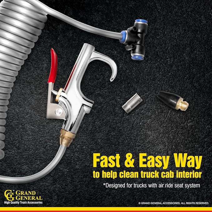 GG Grand General 99511 Heavy Duty Truck Air Seat Blow Gun Kit with 8 Feet Coil for Fast Cleaning of Truck Cab