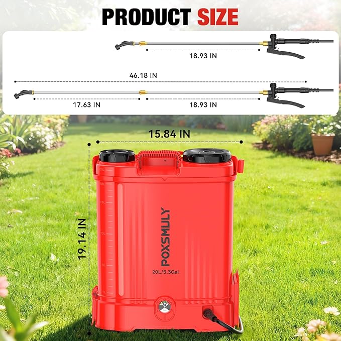 Battery Powered Backpack Sprayer for Mil-waukee M18 Battery, 5.3 Gallon, 100 PSI Electric Weed Sprayer, Yard Graden Sprayer with Telescopic Wand, 7 Nozzles, Backpack Sprayer 18v (Battery Not Included)