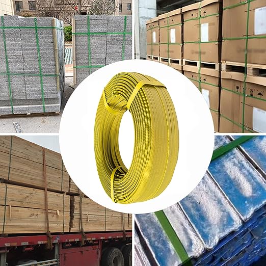 Poly Strapping 1/2" Plastic Strapping, Banding Strapping Roll, 330 Feet Length, 600 lbs Break Strength (Yellow)