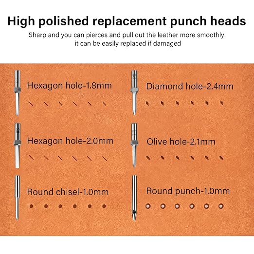 WUTA Removable Leather Hole Punch,Versatile Leather Stitching Punch,Leather Hole Punch Tool Set,Leather Stitch Punch for Leather Stitching Punch Craft DIY(Adapter-6mm 6hole)