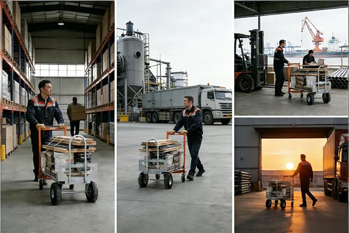4 in 1 Convertible Hand Truck 1000LBS, Aluminum Folding Dolly Cart, SST Heavy Duty with Pneumatic Wheels & 4-Mode Switching for Moving, Warehouse, Construction, 51" Platform