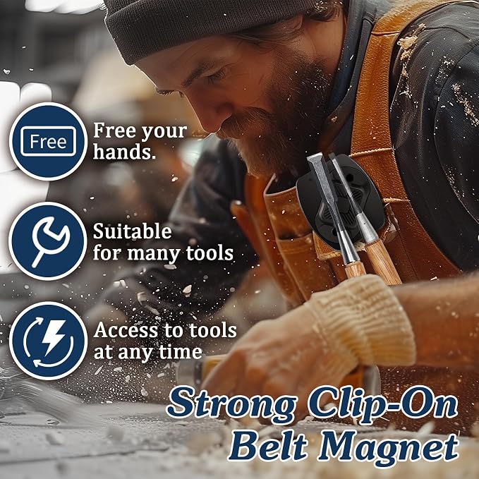 Magnetic Tool Holder, Full Metal Magnetic Belt Clip Holster for Screws, Nails, Hammer, Pliers, Spanner, Sockets, and Any Magnet Hardware, Great for Electricians, Plumbers, Carpenters, Gift for Men/Dad