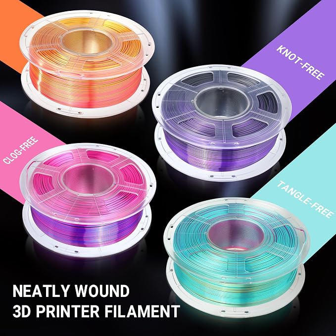 SUNLU Silk Triple Color Pla Filament, Silk PLA 3D Printer Filament 1.75mm, Shiny Silk Texture, Dimensional Accuracy +/- 0.02mm, 1KG Spool (2.2 lbs), PLA Silk Triple Color (Red Yellow Blue)