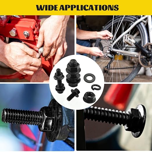 248PCS M6 Flange Hex Bolt Assortment Kit,M6-1.0 x 12/16/20/25/30 mm Metric Bolts and Serrated Flange Nuts Washers Assorted,10.9 Black Zinc Galvanized