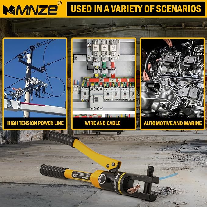 12 Ton Hydraulic Cable Lug Crimper Pliers 8 AWG to 250 MCM Hand Operated Hydraulic Crimping Tool Kit Wire Terminal Lug Battery Crimping Crimper with 8 Dies