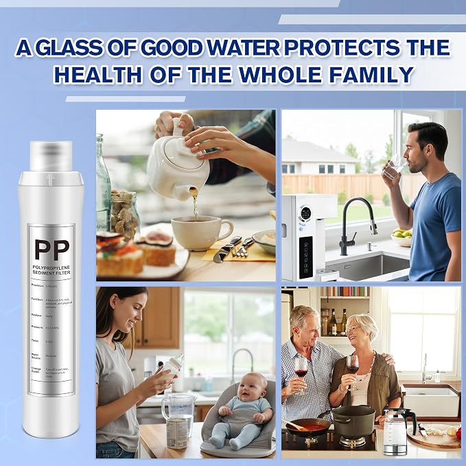 1 Pack PP Water Filter Replacement Compatible with Bluevua RO100ROPOT, 1 PP Water Filters, Improved Drink Quality, Easy to Replace for Household Daily Use Drinking