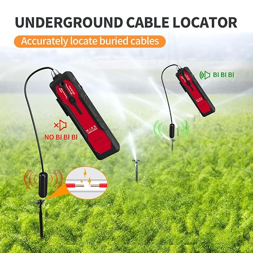 Underground Wire Locator – Rechargeable Cable & Pet Fence Break Detector, 2.6ft Depth, Earphone Support, Model NF-817L