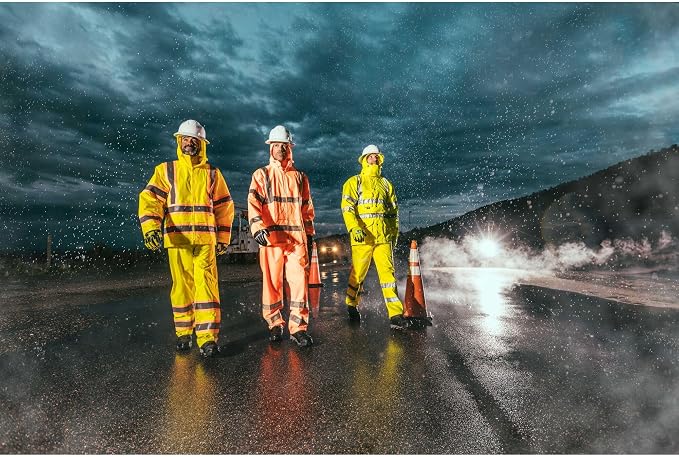 Portwest Hi-Vis 7in1 Jacket Viz Insulated Safety Visability Work Bomber Rain ANSI 3, X Large Yellow