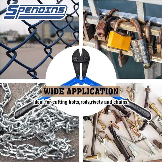 14 IN Bolt Cutter with Drop Forged Cr-Mo Alloy Steel Blades,with Ergonomic Handle,Heavy Duty Metal Cutter for Rebars, Chains, Locks, Wires, Bolts, Fence.