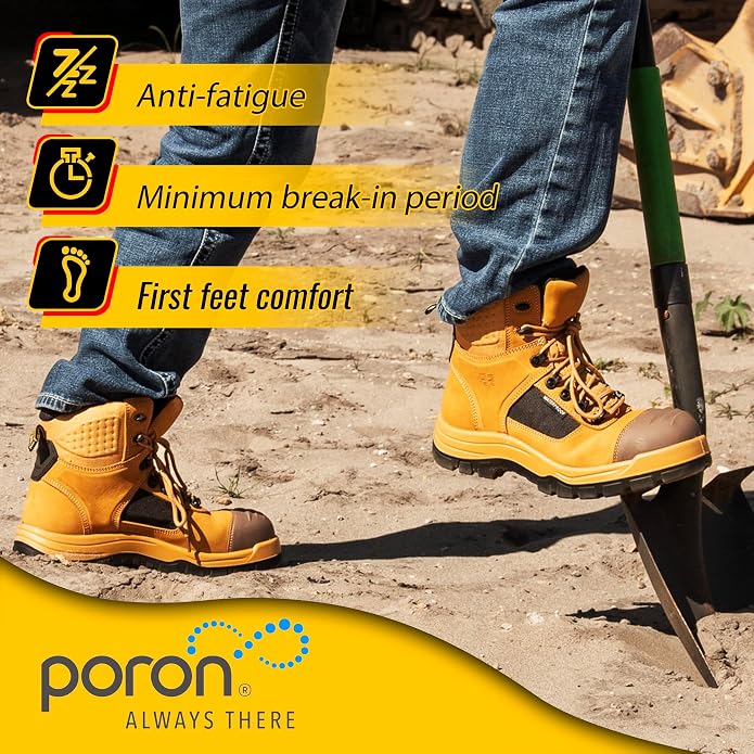 ROCKROOSTER Stowe - Men's Work Safety Boots Composite Toe ASTM F2413-18 M/I/C EH, Lightweight Slip Resistant Industrial Boots, Nubuck Leather with HYDROGUARD Waterproof Lining CP212
