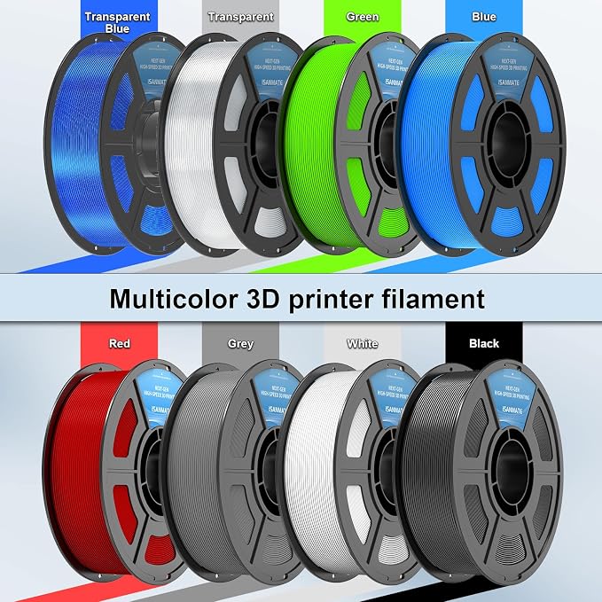 iSANMATE 95A HS TPU Filament Bundle 1.75mm, Black White Blue Red, 1kg*4 | High Speed HS / HF; Flexible TPU 95A; 3D Printer Filament for FDM 3D Printers; 1kg/2.2lbs; 50-200mm/s
