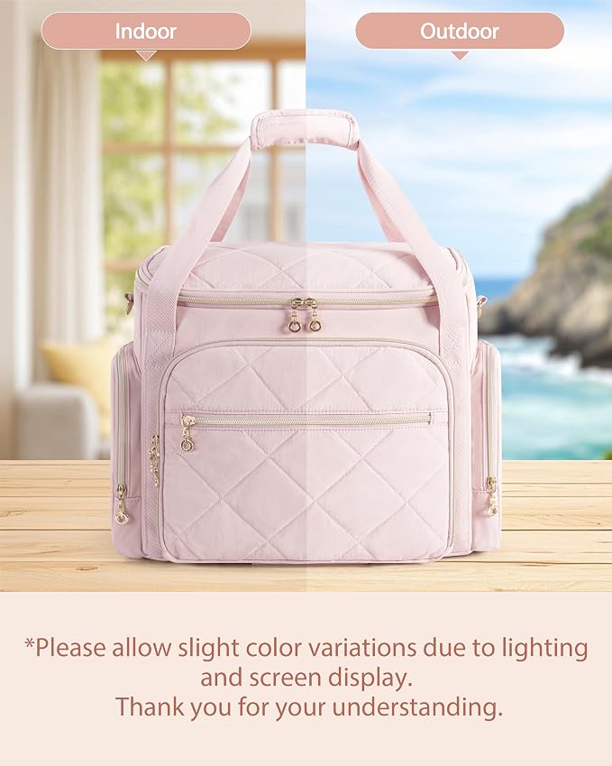 Marscamd Rolling Teacher Bag with 15.6" Laptop Compartment, Wheeled Work Briefcase Tote with Detachable Trolley for Women, Pink