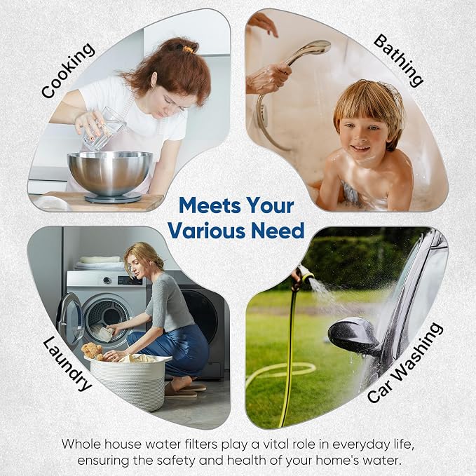 PUREPLUS 4.5"x 20" 3-Stage Whole House Water Filter Cartridge Combo Kit with Sediment, KDF & Granular Activated Carbon, and Activated Carbon Block Filter - 5 Micron Water Filtration Replacement Kit