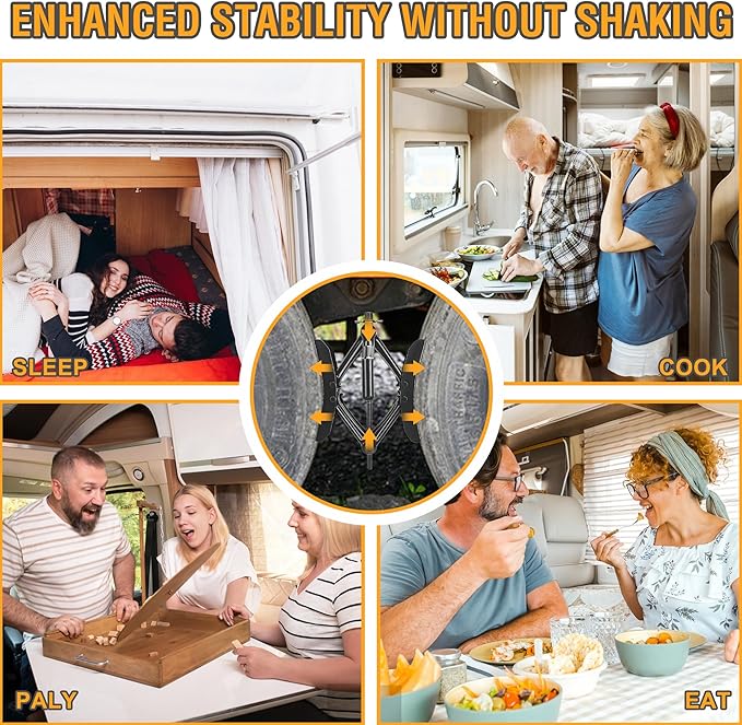 Lezcufer Camper Wheel Chock Stabilizer 2 Sets for RV Travel Trailer Heavy Duty X-Shaped RV Stabilizer Wheel Chock Anti-Move Tire Wheel Chock