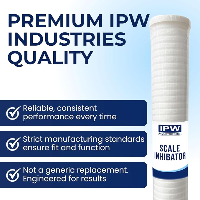 IPW Industries Inc. - 5-Micron Grooved Polypropylene Sediment Replacement Filter & Scale and Corrosion Inhibitor - Compatible with Tankless Water Heaters & Whole-House Water Filtration - 4 Pack