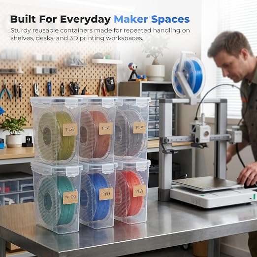 YOOPAI Filament Storage Box - 5 Pack Filament Container for 3D Printing Sealing and Protection - Portable Storage Box with Desiccants&Label for Home&Office,Water-Proof and Dust-Proof 4.0L(9.03*8*3)