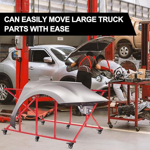 Aurelema Large Folding Pick up Bed Dolly Truck Bed Stand Auto Body Dolly Auto Body Truck Bed Cart that Holds up to 800 Lbs Red Automotive Body Cart Pick up Bed Stand Truck Bed Lifter