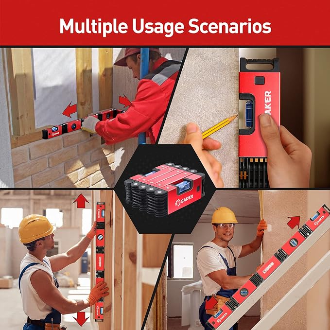 Saker Multi-function Foldable Level, 28-Inch Level Tool,Gift for Father Him Her,Multi-Angle Measurement Woodworking Tool,Precise Leveling In Any Position,Folding Level Tool To Save Your Time
