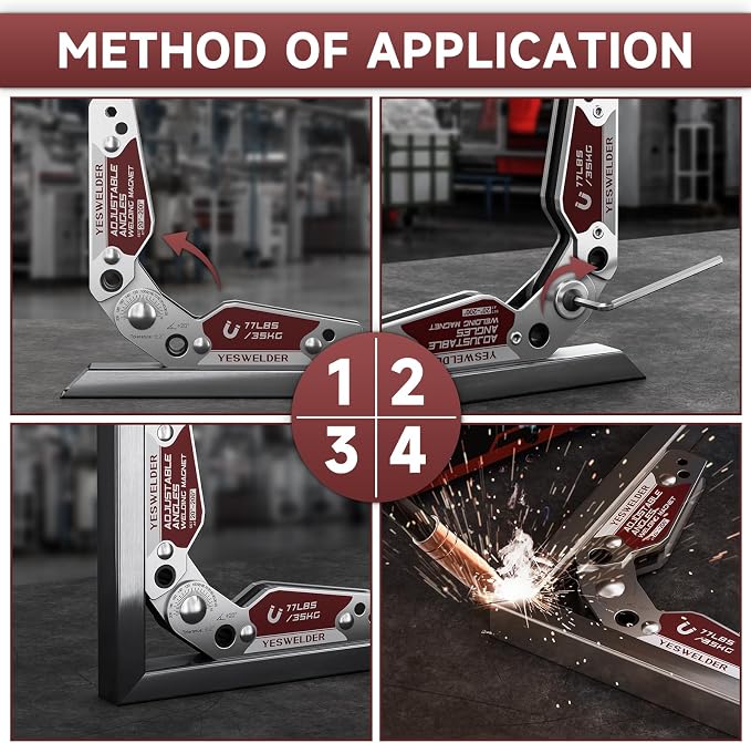 YESWELDER Adjustable Angle Welding Magnet 20-200° Magnetic Welding Holder of 77LBs Holding Power Welding Accessory (Pack of 2)