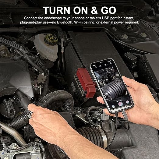 Endoscope Camera with Light, 1920P HD Borescope Inspection Camera with 8 Adjustable LEDs, IP67 Waterproof Semi-Rigid Snake Cable for Android, iPhone, and iPad(16.4ft, Dual Lens)