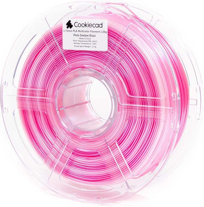 Cookiecad PLA Filament 1.75mm 1kg Iridescent Rainbow 3D Printer Filament - Pink Ombre Elixir PLA