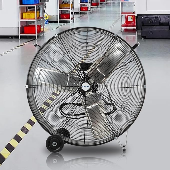 BILT HARD 36" 21800 CFM High Velocity Drum Fan, 2-Speed Heavy Duty Industrial Shop Fan with Casters & Handles for Warehouse, Factory Workshop and Garage Use