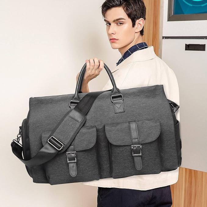 seyfocnia Rolling Garment Bag,Rolling Duffle Bag with Wheels Rolling Garment Bags for Travel with Shoe Pouch Carry On Bag Weekender Bags Garment Duffel Bag for Men or Women-Grey