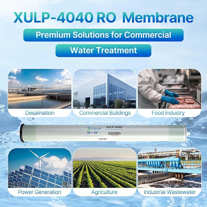 JTAPURE XULP 4040 RO Membrane, 2600 GPD Extra Low Pressure 100 PSI | 99% rejection 4x40 RO membrane for well water, groundwater and tap water systems with high output at only 100 PSI
