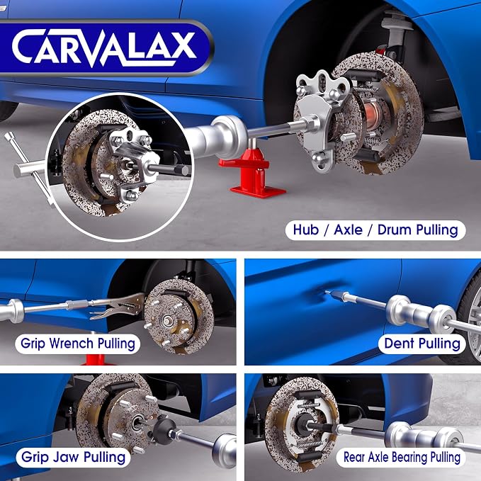 CARVALAX 12-Way Slide Hammer Puller Set | Auto Repair Kit for Hub, Bearing, Gear & Axle Extractor, Dent Removal, Heavy Duty 23-Piece w/Case