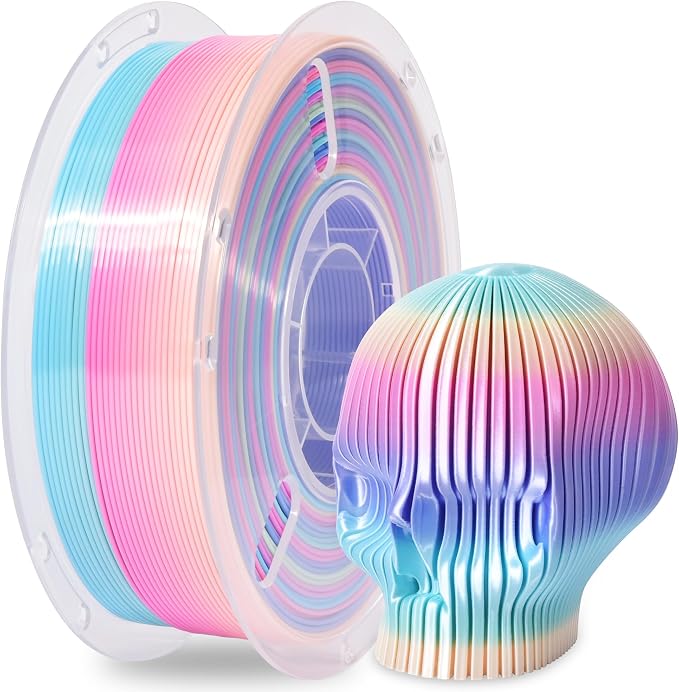 RAMBERY Rainbow Silk PLA 3D Printer Filament Shiny Fast Color Change PLA Filament Neatly Wound 3D Printing Filament, 1.75mm 1kg(2.2lb)