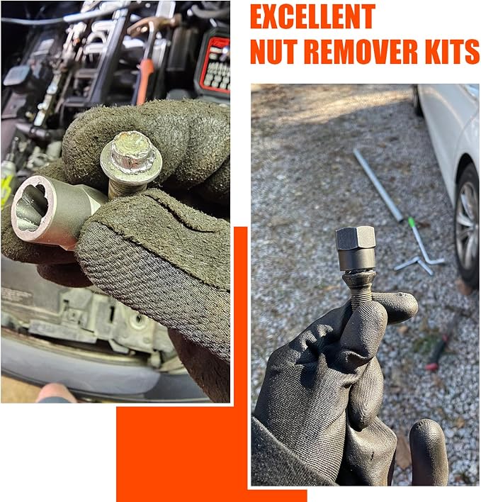 Coobeast Bolt Extractor Set Heavy Duty, 13Pcs Bolt Extractor Kit with 3/8 Inch Adapter, Stripped Lug Nut Remover, Easy Out Bolt Remover Set for Rusted, Rounded, Damaged Nuts Screws