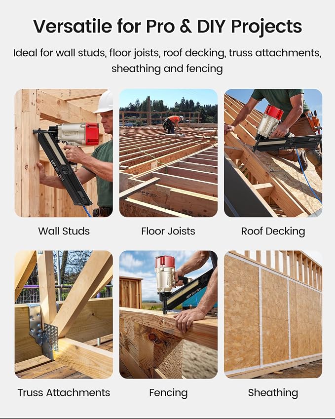 meite 30 Degree Framing Nails 3-1/2 Inch Galvanized Paper-collated 2,000PCS | Offset Round Head Framing Nails, for 30-34° Pneumatic Cordless Framing Nailers, Code Compliant, Decking Sheathing Subflooring