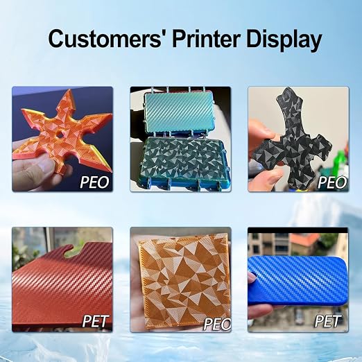 PEO+PET Build Plate for Adventurer AD5X/5M/5M Pro, Smooth Diamond+Carbon Fiber Spring Steel Flexible Platform for Neptune 3 Pro/4, Kobra, Ender 3/3 Pro/3S1/3 v2, CR 20/CR 20 Pro, Ender 5/5 Pro