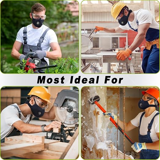 BASE CAMP Upgrade M Plus Dust Mask, Respirator Mask with 99.9% Effective Carbon Filter for Woodworking,7 Layer Breathable Face Protection for Construction, Dust, Landscaping, Sanding, Painting