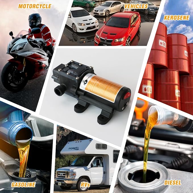 Portable DC 12V 75W Electric Gasoline Transfer Pump, Moves Up to 110 Gallons of Gas Per Hour, Great for Vehicles, Boats, Motorbike, Equipment, Gasoline (110GPH-SINGLE PUMP)