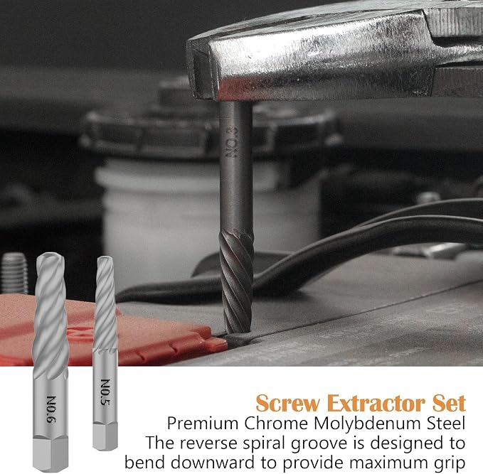 36Pcs Bolt Extractor Set and Spiral Screw Extractors, 2-in-1 Multi-Spline Screw Extractors, Stripped Screw Remover for Damaged, Frozen, Studs, Rusted, Rounded-Off Bolts, Nuts & Screws