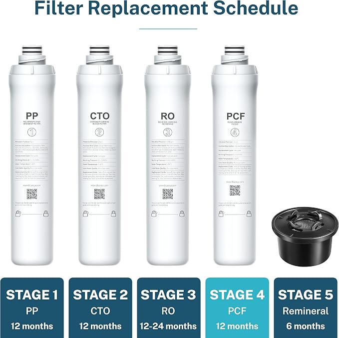 Bluevua Official ROPOT PCF Filter, Replacement for RO100ROPOT, 1-year Lifetime-4th Stage