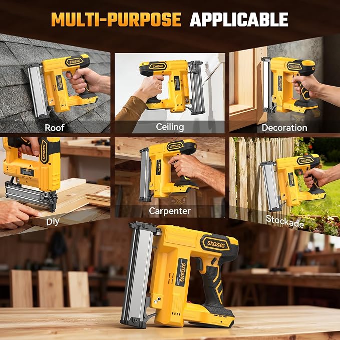 Brad Nailer for Dewalt 20V Battery,2 in 1 Nail Gun & Staple Gun with 1000 Nails &1000 Staples,18 Gauge Nail Gun for Wood Carpentry【Battery Not Included】