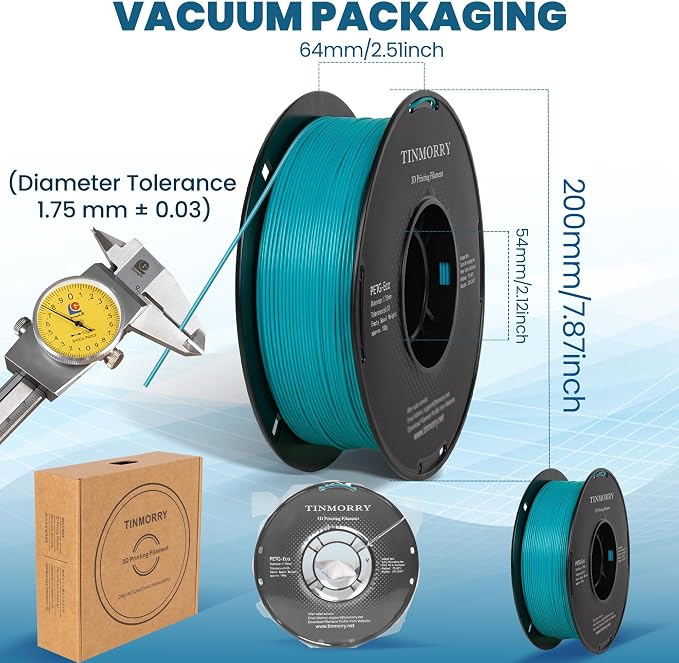 TINMORRY PETG Filament 1.75, Rapid PETG-Eco 3D Printer Filament, Compatible with Most FDM 3D Printers, 1 KG 1 Spool, Horizon Green