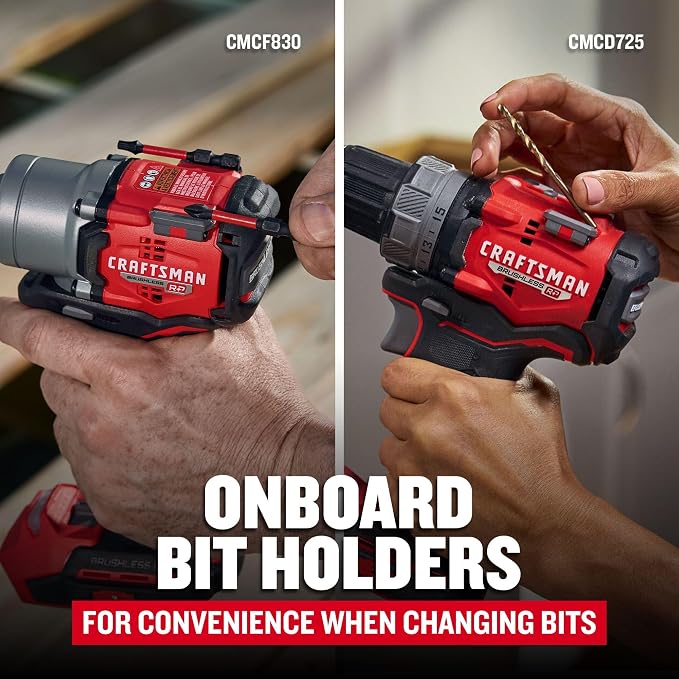 CRAFTSMAN V20 Brushless RP 1/2 inch Drill/Driver with 2 speed gear box, 1/4 inch Impact Driver, 2 Batteries and Charger Included (CMCK2530C2)