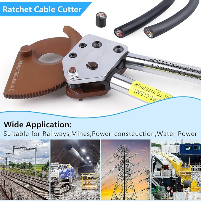 Yangoutool Heavy-Duty Ratcheting Cable Cutters for Large Copper, Aluminum, and Armored Cables - J40 Wire Cutter up to 300 mm², Electrical Wire Cutting Tool