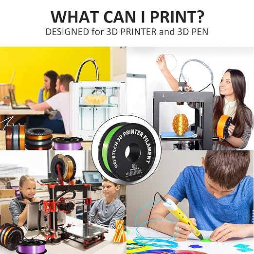 Geeetech Silk PLA Filament 1.75mm 3D Printer Filament Apple Green, Metal-Like Shiny Silk PLA Filament, 1kg (2.2lbs) 1 Spool, Dimensional Accuracy +/- 0.02 mm, Bright Green