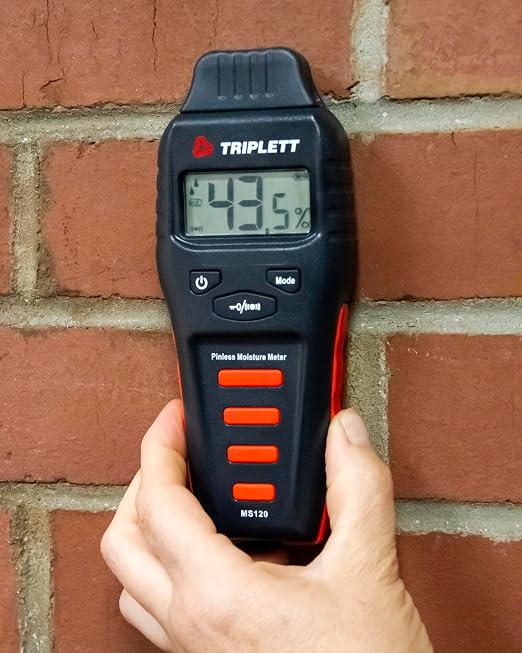 Triplett MS120 Pinless Moisture Meter for Wood and Building Materials with Audible Indicator