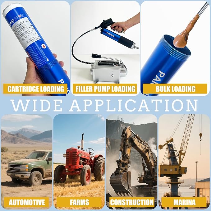 Pneumatic Grease Gun Kit 6000 PSI Heavy Duty 14 OZ Pistol Grip Grease Guns with 19" & 28" Spring Flex Hose,Quick Release Coupler,90 Degree Adapter,2 Needle Tips,2 Nozzles,2 Extension Tubes